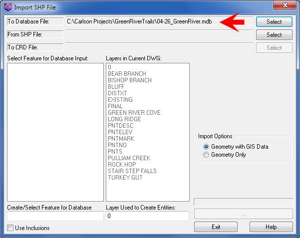 Overview of Carlson GIS 3 Import Shapefile Importing an Esri shapefile requires a minimum of 3 files: an SHP file (stores linework), a DBF file (stores associated data) and an SHX file (helps connect