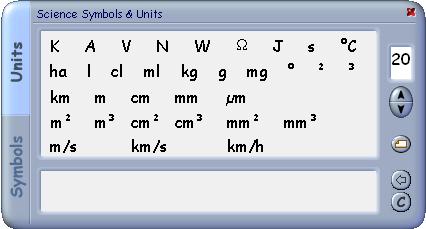 Science Symbols & Units 19 Allows science symbols and units to be placed easily on your Easibook page.