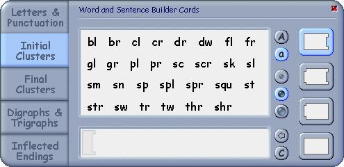 Word and Sentence Builder Cards Use these cards to teach phonics, spelling and grammar. 6 There are four types of card available: starting, middle, ending and standalone.