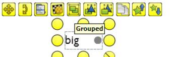 Draw a dot next to each word 2. Drag around the word and dot. 3. Click on the grouped icon. 4.