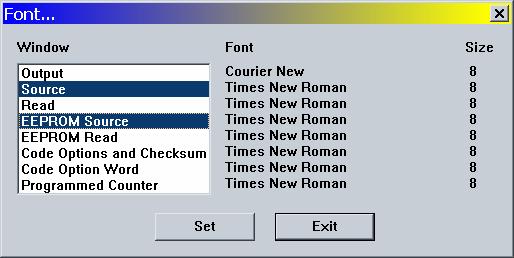 Figure 4-8a Font Command Figure 4-8b Font Dialog Select by clicking the sub-window with which to change its font from the Window list box.