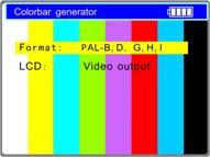 34 Colorbar generator (Output video at any mode) Output or receive seven different forms of video
