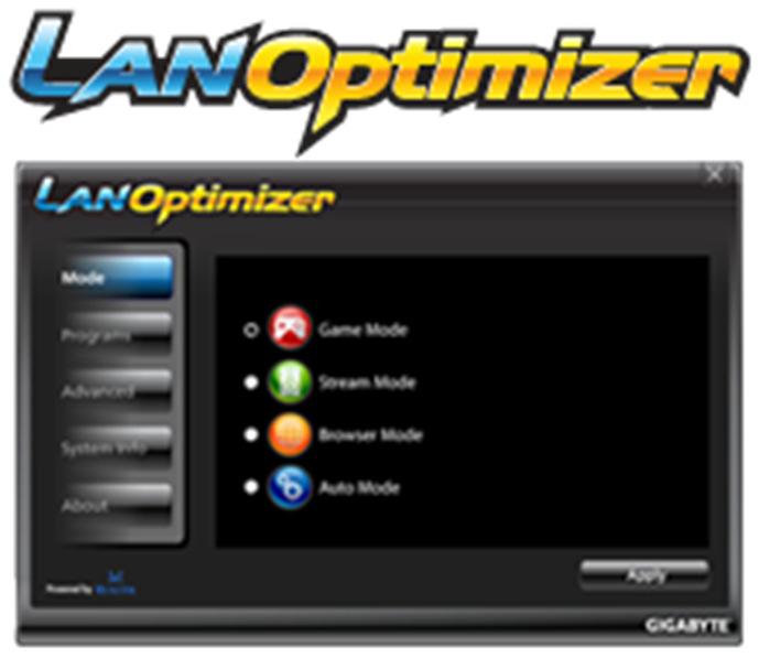 LAN Optimizer - Intelligent optimization network management tool GIGABYTE LAN