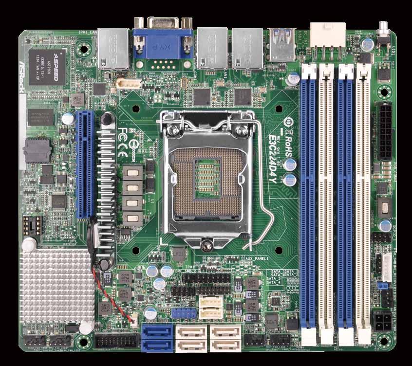 7") Supports Intel Xeon processor E3-1200 v3 series & Haswell i3 processors Intel C224 4 x 240-pin DDR3 DIMM slots, max 32GB, ECC DIMM 1x