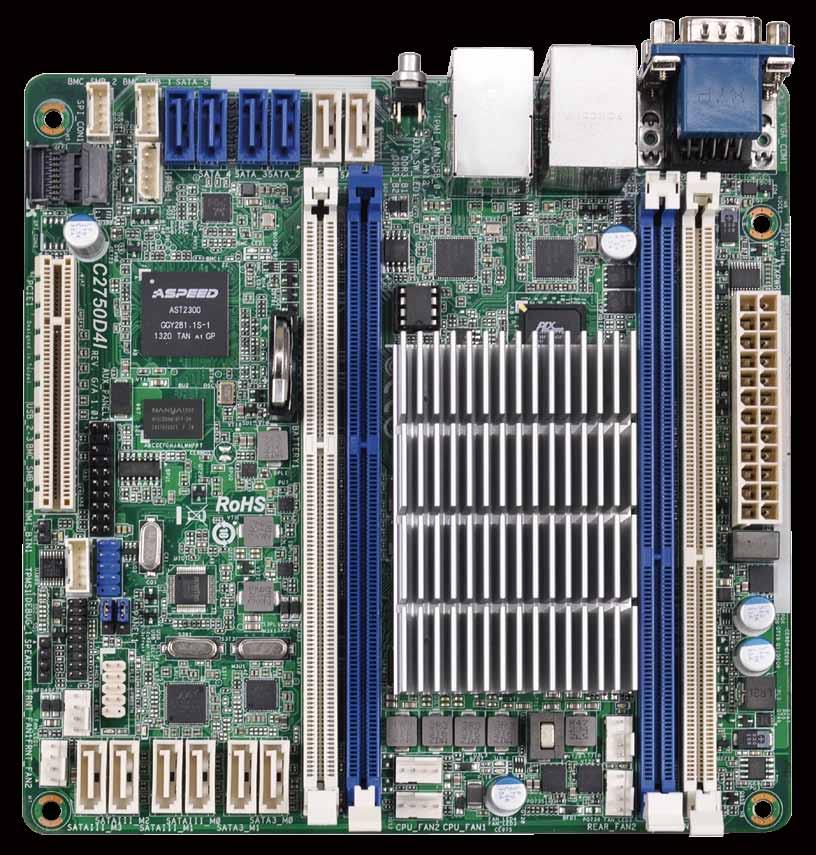 C2750D4I / C2550D4I Total 12 x SATA port (4 xsata2) intel C2750 4 x DIMM, up to 64GB DDR3 1600/1333 ECC 1x PCIe 3.