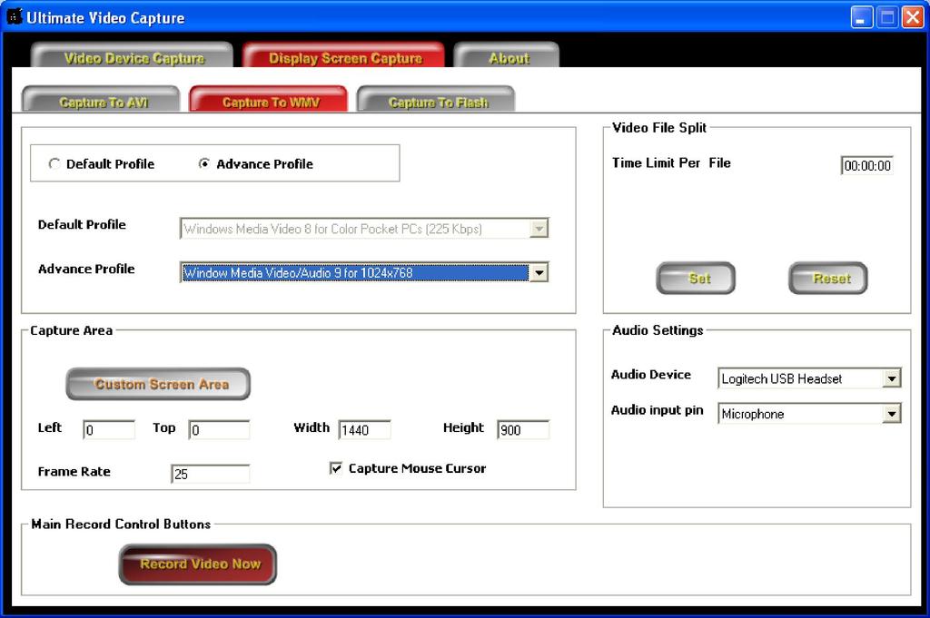 Capture Area Click Custom Screen Area button to select the desired capture area.