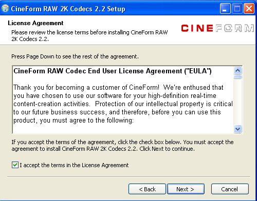 It runs its own setup wizard: The EULA must be read and accepted: