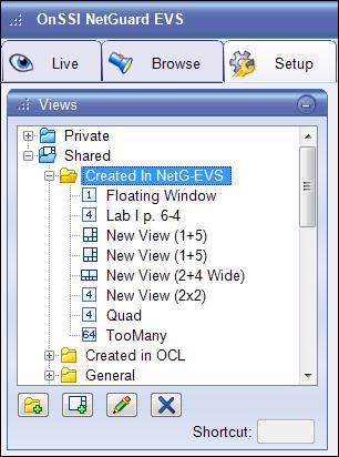 Views The Views section of the Setup tab displays an expandable/collapsible list which represent a hierarchical organization of existing views.