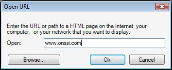 Figure 12 Open URL Dialog Box 3. Enter the URL and click OK. The webpage appears in the view pane.