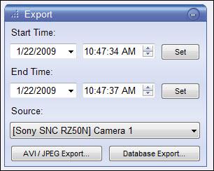Export Exporting video or still images is used for many reasons such as reporting incidents or providing evidence. There are two (2) primary types of exports: 1. AVI/JPEG Export 2.
