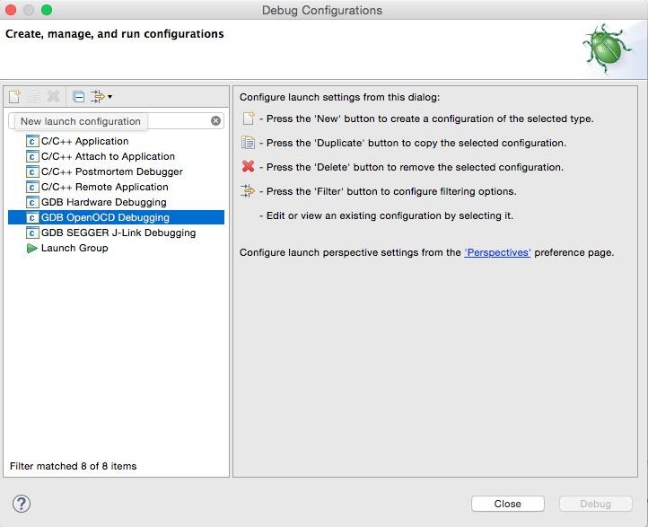 In the OpenOCD configuration popup, select the Debugger tab to configure OpenOCD.
