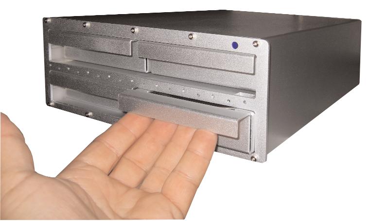 When removing the tray with a drive running, gently pull out the tray about 1 and then pause for about 10 seconds allowing the drive mechanism to stop spinning.
