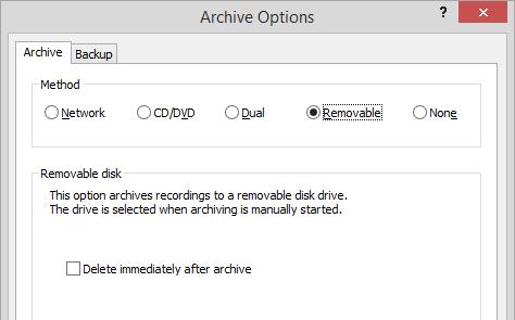 No Archiving Choose this method when you want to use a third party archiving program to archive your recordings and log sheets.
