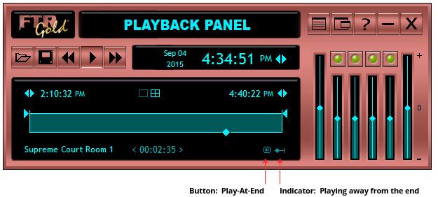 2. If the current play time in the player is more than four seconds later than the current record time displayed on the Recorder Bar you can resume confidence monitoring by clicking Play At End.