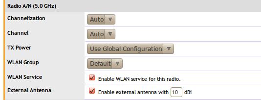 (Optional) Mounting and Connecting the 5GHz External Antennas Configuring the 5GHz Antenna Gain 5. Verify that WLAN Service check box is selected.