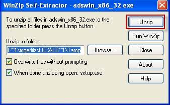 Double click on adswin_x86_32.exe.