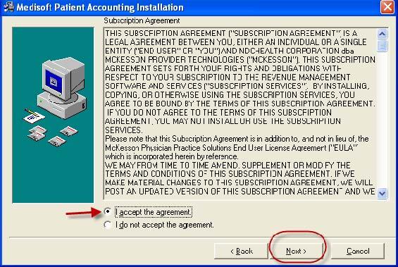 3. This screen is the End User License Agreement. Review the license agreement first, select I accept the agreement, and then click on Next.
