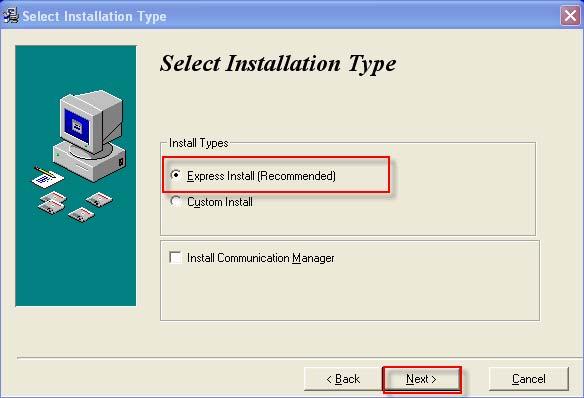 We recommend you select the Express Install option.