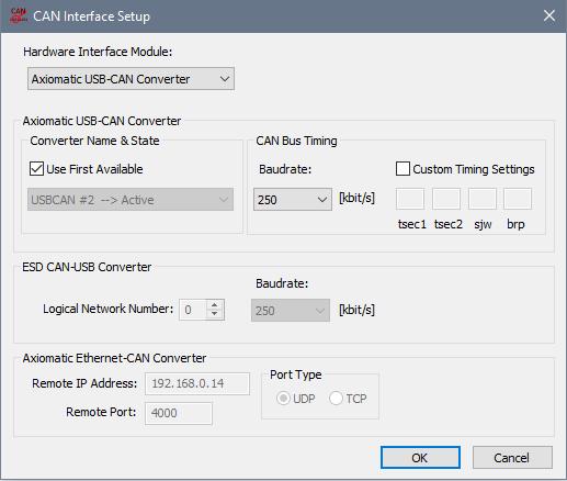 3 CAN ASSISTANT SCOPE CONFIGURATION 3.1 Configuring Converter Parameters To set up the CAN converter parameters, the user should go to the menu: Options CAN Interface Setup.