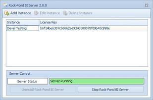 STEP 5 INSTALL AND START THE ROCK-POND BI SERVER You will need to install and start the Windows Service that will run in the background.