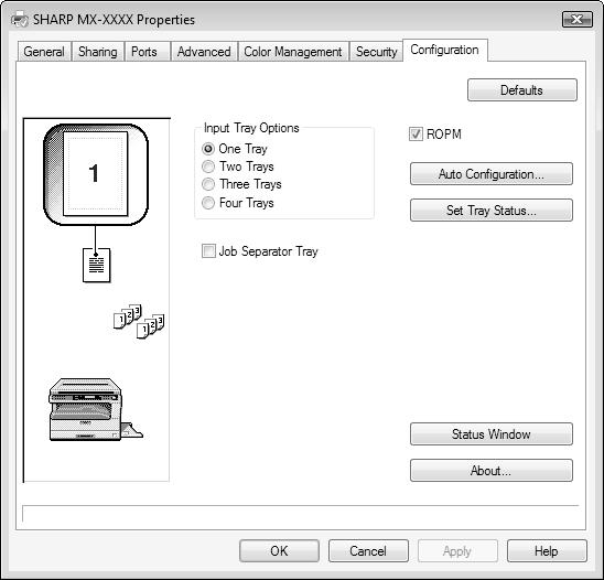 CONFIGURING THE PRINTER DRIVER After installing the printer driver, you must configure the printer driver settings appropriately for the number of paper trays on the machine and the size of paper