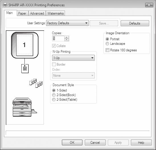 PRINTER DRIVER SETTING SCREEN Some restrictions exist on the combinations of settings that can be selected in the printer driver setup screen.