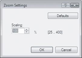 Click the "Paper" tab in the printer driver setup screen. Select "Zoom" and click the "Settings" button. Select the zoom ratio.