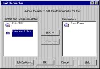 4 Printing with PhaserLink Remote Internet Printing Software Using the Print Redirector When the Print Redirector dialog box appears, you can change the distribution of your print job.
