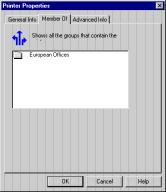 Using Advanced Features 5 4. To see what groups and subgroups the printer is a member of, click the Member Of tab in the Printer Properties dialog box.