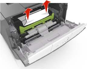 Lift the green flap in front of the printer. 6.