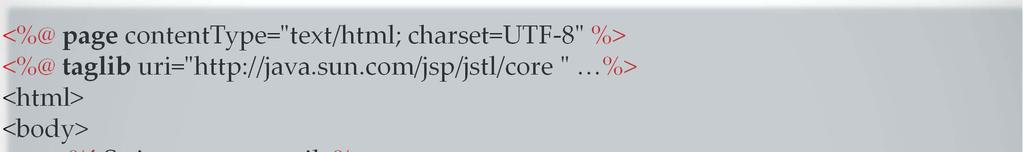 JSP Example JSP File: <%@ Some page reserved contenttype="text/html; words (JSP charset=utf-8" Objects): %>