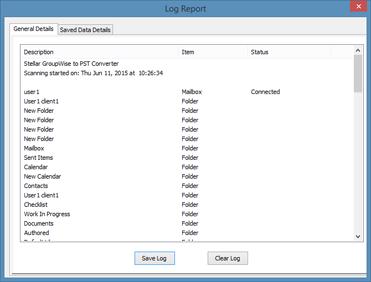 View Log Report You can view, clear and save log report of activities performed in Stellar GroupWise to PST Converter - Technician. To view log report On the View menu, click Log Report option.