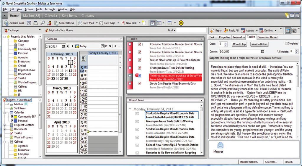 Collaboration Product Guide Novell GroupWise 2014 Feature Enhancement Summary Ease of Navigation Mark any object as a favorite to easily navigate back to it.