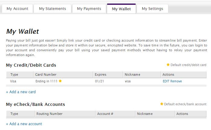 CPOL My Wallet Tab The My Wallet tab allows you to store payment cards and/or banking information for future payments.