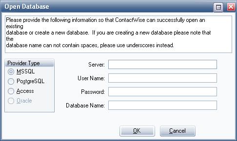 Open ContactWise & Database Open ContactWise Either of the following methods may be used to open ContactWise: Open ContactWise through GroupWise or Outlook - Open GroupWise or Outlook - Click the