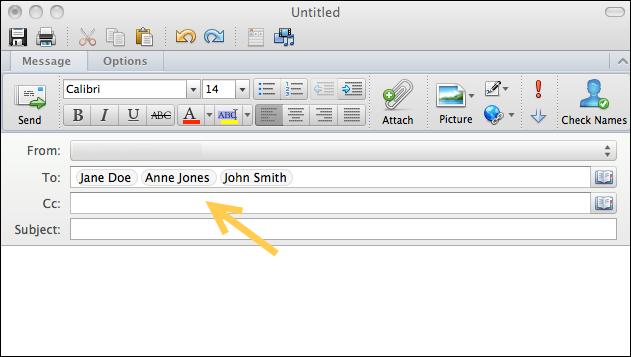 4. Highlight the desired contacts and then right-click to display a pop-up menu. From the pop-up menu, select New E-mail to Contact. A new e-mail window displays.