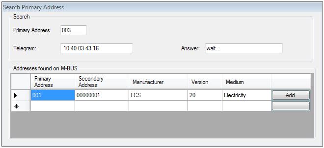 4.1 Search for connected M-BUS Interfaces The Search function allows to search for all M-Bus modules connected.