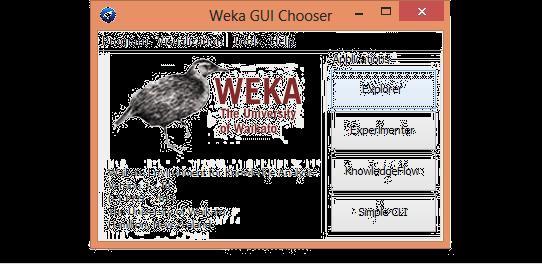 The GUI Chooser consists of four buttons-one for each of four major Weka applications and four for menus.