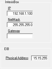 KNX interface configuration parameters: Figure 4.4 KNX interface Configuration Physical Address: Enter the KNX physical address for the gateway.