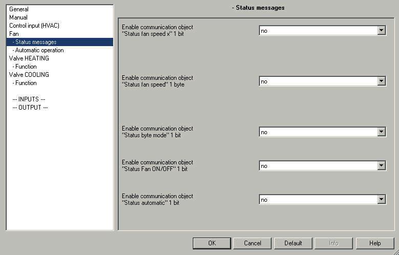 ABB i-bus KNX 3.2.4.1 Parameter window - Status messages The Status messages are defined in this parameter window.