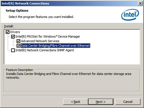 The software and drivers use the standard Intel installation process known as Intel Network Connections, and is available via