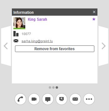 In addition to the presence and custom message, it also displays organization information (company, job title, phone numbers, etc.) and the conversations you had with that contact.