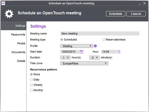 o Webinar : use for a Web presentation (large events). Participants only listen and see the Web presentation of leaders.