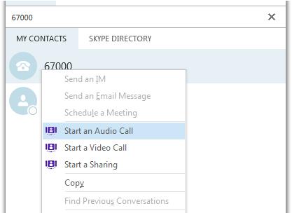 4 Make a conversation According to user permissions and Opentouch Conversation for PC configuration, you are able to start a video or audio conversation with Skype for Business contacts.