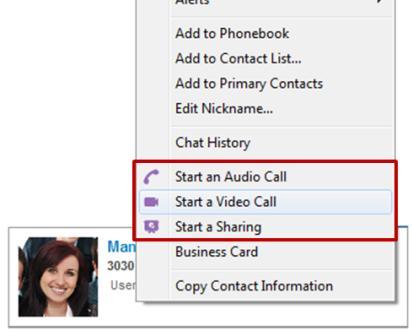 From the contextual menu by right clicking on a contact. From contextual menu by right clicking on the Sametime contact card.