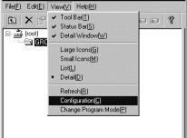 1 BASIC OPERATION 1.1 CONFIGURATION When the new ladder editor method is used, the configuration needs to be set. 1. Select View (V) - Configuration (C) of the File Manager menu.
