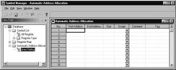 5 SYMBOL DATABASE 5.4.1 Automatic Address Allocation 5.4 AUTOMATIC ADDRESS ALLOCATION An automatic address allocation is a function to allocate register address in the symbol automatically.