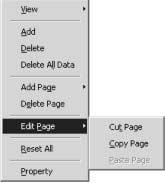6 DEBUGGING 6.4.3 Watch Page Edit Page (P) Cut Page (T) Select Cut Page (T), the specified page is cut and placed on the clipboard.