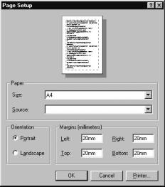 7.3 PAGE SETUP 7.3 PAGE SETUP The margins, a size of the form, and page layout of the printer are set for an active ladder program. 1. Select File (F) - Print Setting (G) of the menu. 2.