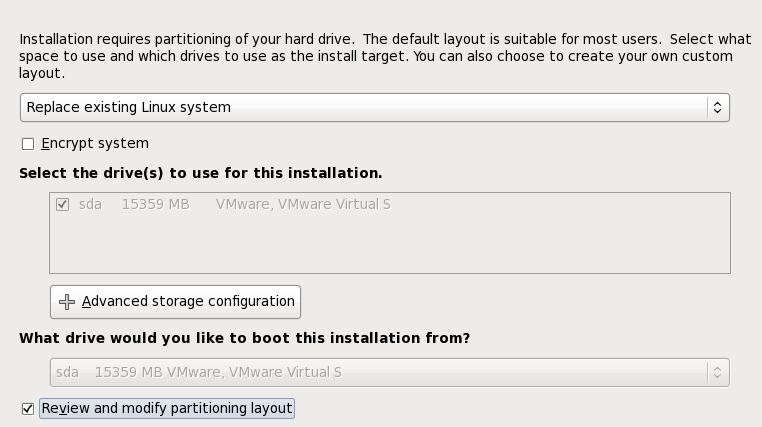 12. Leave the default Replace existing Linux system (even